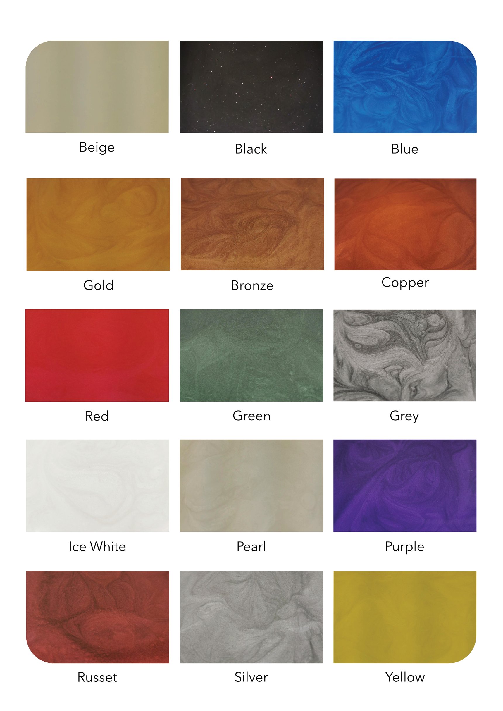 Resincoat Metallic Colour Chart